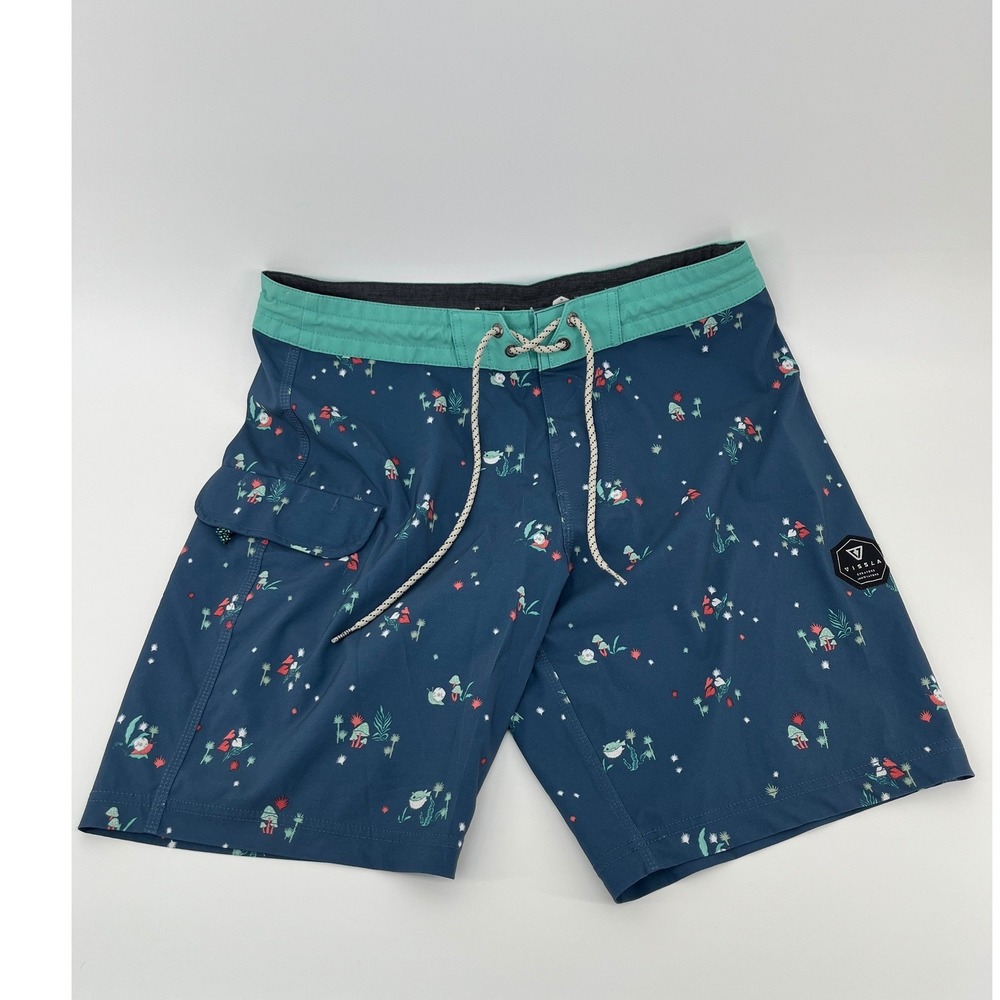 Vissla Board Shorts Mens 30 Blue Mushroom Print Upcycle Coconut Stretch M111XSLO